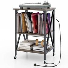 Record Player Stand with Vinyl